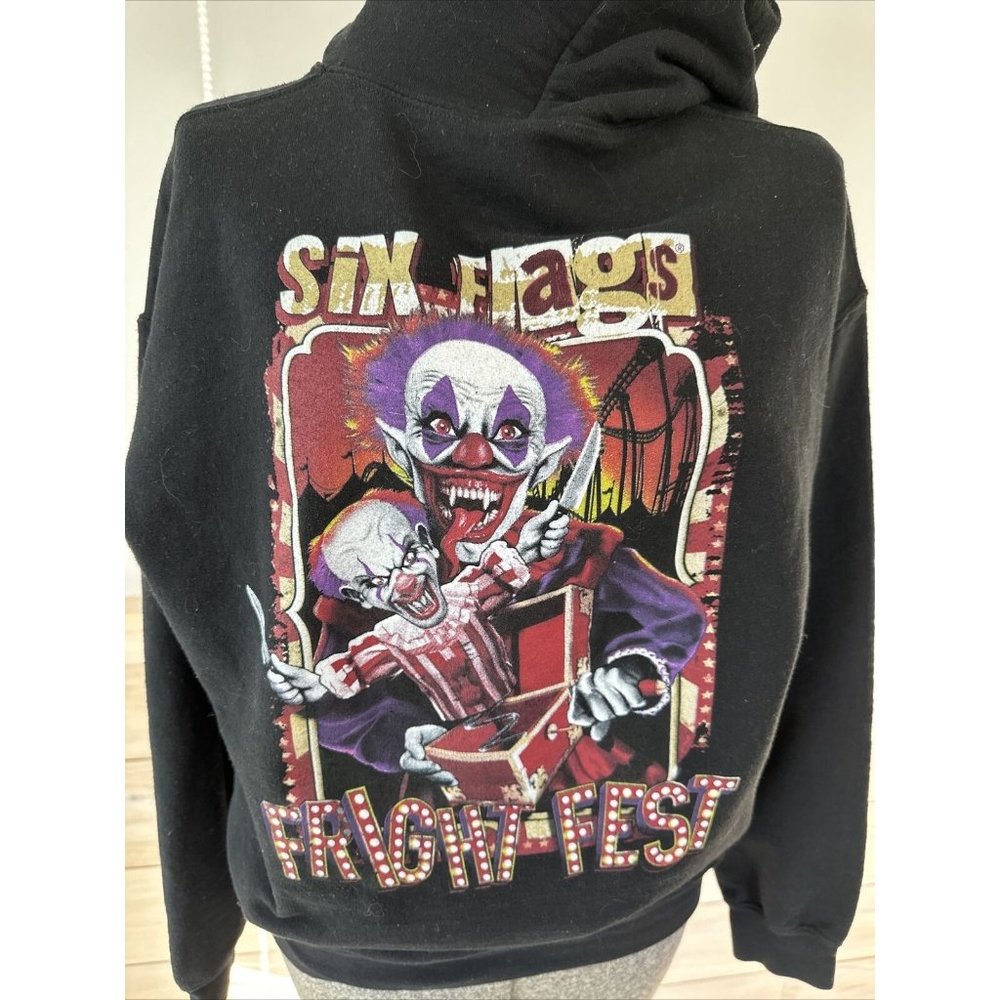 Fright Fest Halloween Hoodie From‎ Six Flags Clown Size Medium Killer Clown